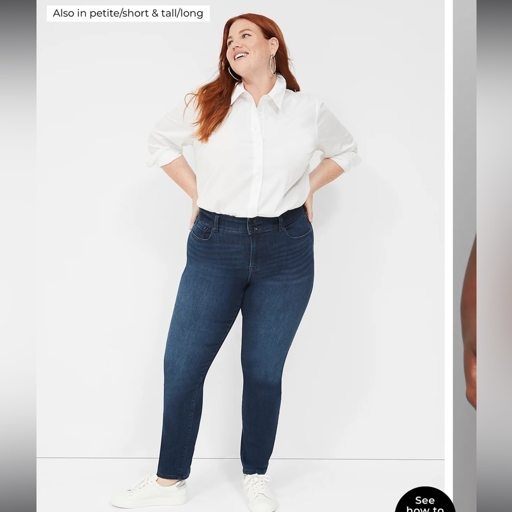 Lane Bryant Flex Magic Wasitband Tighter Tummy High Rise Straight Jeans sz 24